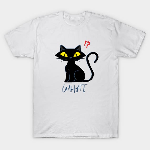 Cat What - Murderous Black Cat Halloween T-Shirt by osaya